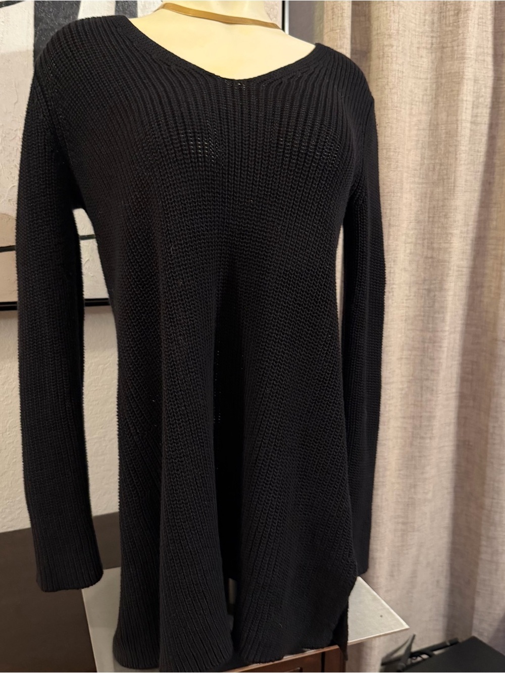 Eileen Fisher Black Open-Weave Knit Tunic